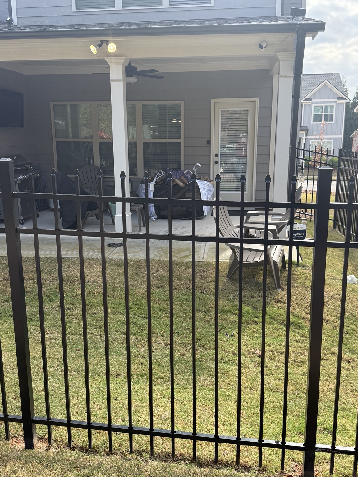Compact backyard and patio where a smaller firewood bag is practical