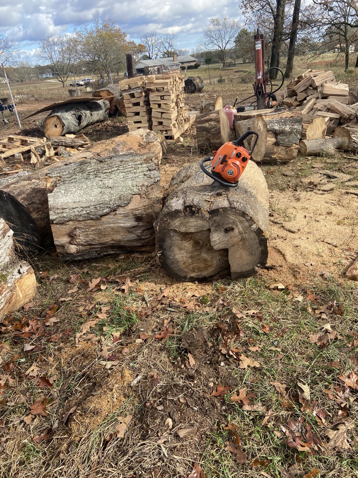 Early Oak Hill Firewood splitting operation